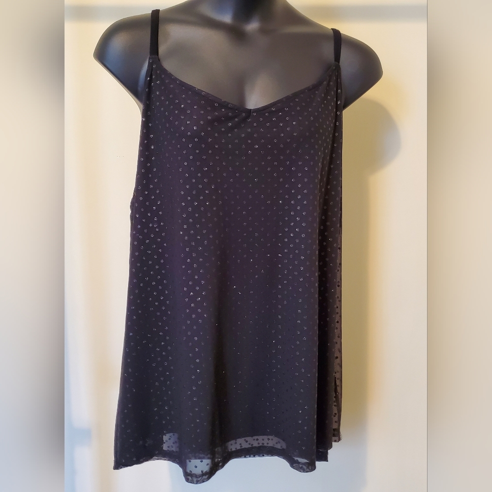 Torrid Sheer Black Sparkling Layered Cami Sz 4